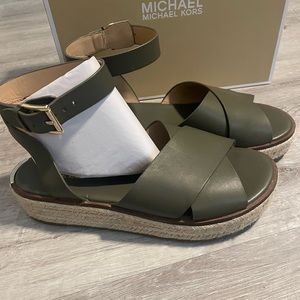 Michael Kors Green Ankle strap sandals. New in box Never been worn. Size 7